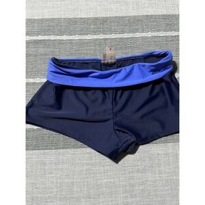 ZeroXposur Womens Swim Shorts Navy Blue Periwinkle Fold Over Waist Size 8